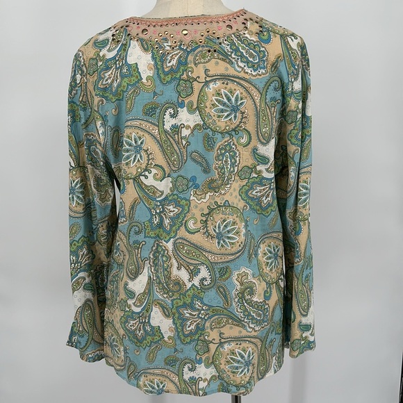 Cynthia Rowley Paisley Floral Linen/Cotton Blend Women's Size Large - Picture 6 of 10